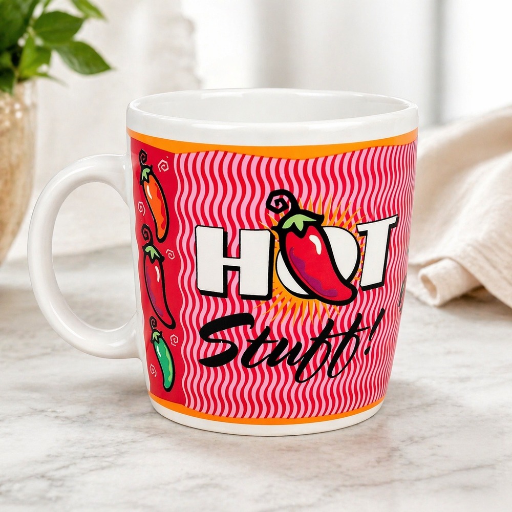 Hot Stuff Chili Pepper‎ Ceramic Coffee Mug Red Pink Spice Lover Gift 58700